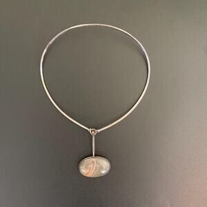 VIVIANNA TORUN Sterling Dew Drop Neckring Jade Pendant Necklace Georg Jensen Box